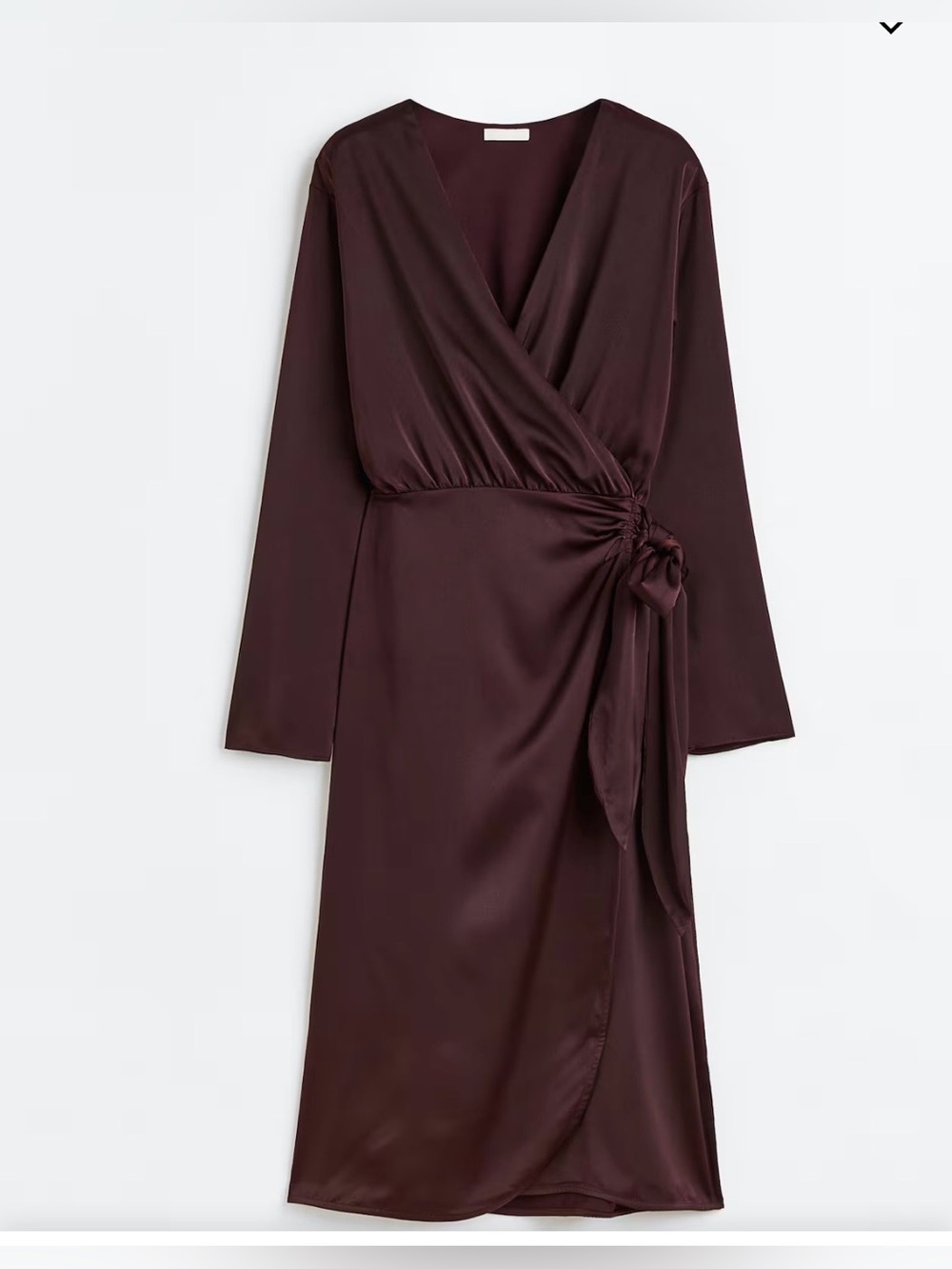Wrap-Style Satin Dress in Plum